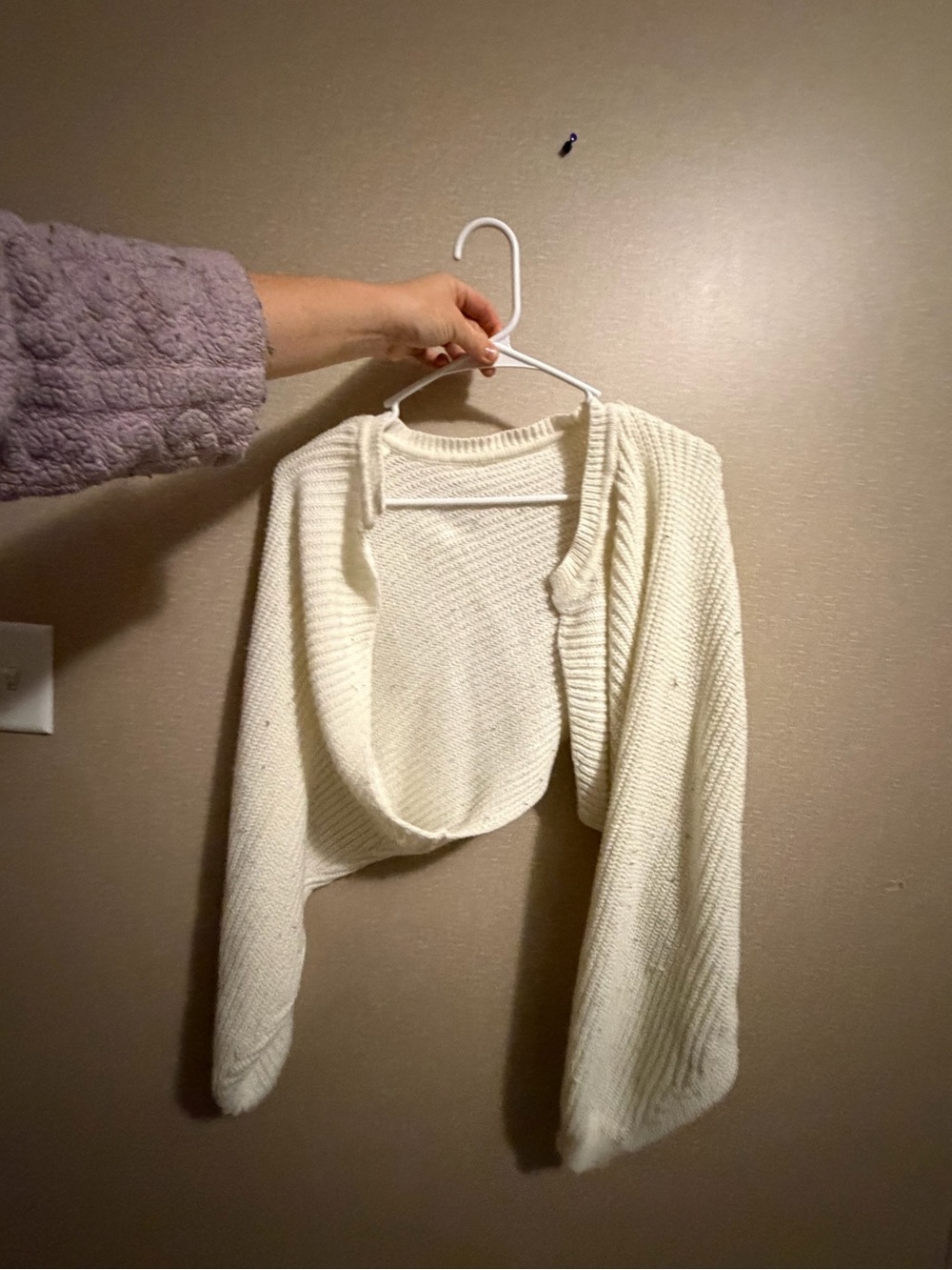 Off Shoulder Cropped Granny Sweater Cardigan